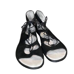 Fly London Shoes Womens Size 42 Leather Lace‎ Up Cutout Sandals Comfort Flats